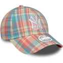 new-era-new-york-yankees-mlb-9forty-check-rosa-och-bla-justerbar-kurvkeps-for-dam