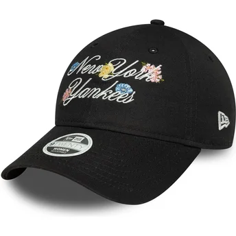 Cap curbată black adjustable strap 9FORTY Floral Script de New York Yankees MLB de New Era