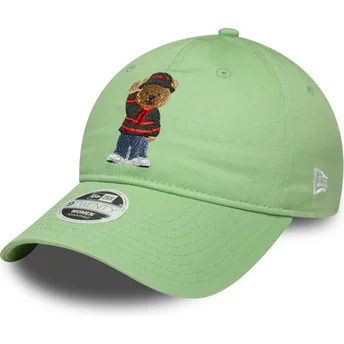 New Era Curved Brim Women 9TWENTY Bear AC Milan Serie A Light Green Adjustable Cap