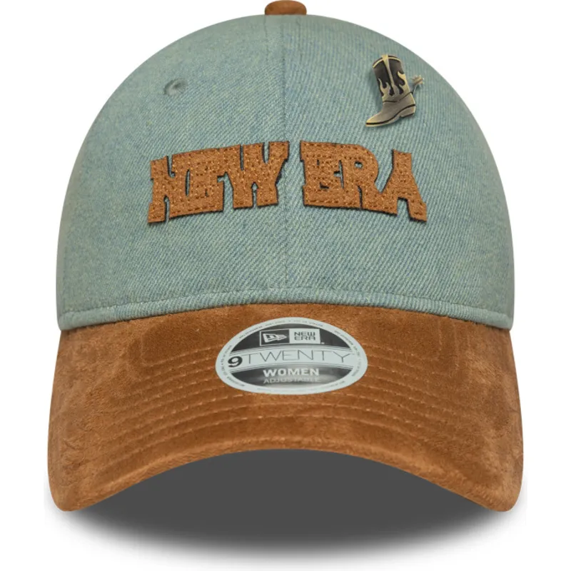 verstellbare-blaue-und-braune-damen-curved-cap-9twenty-western-pin-von-new-era