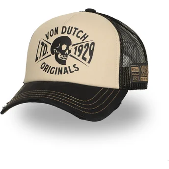Beżowo-czarna czapka truckerka CREW28 Von Dutch
