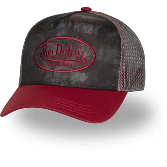 Czapka trucker szaro-czerwona SUBL09 od Von Dutch