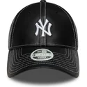 new-era-curved-brim-women-9forty-topstitch-pu-new-york-yankees-mlb-black-adjustable-cap