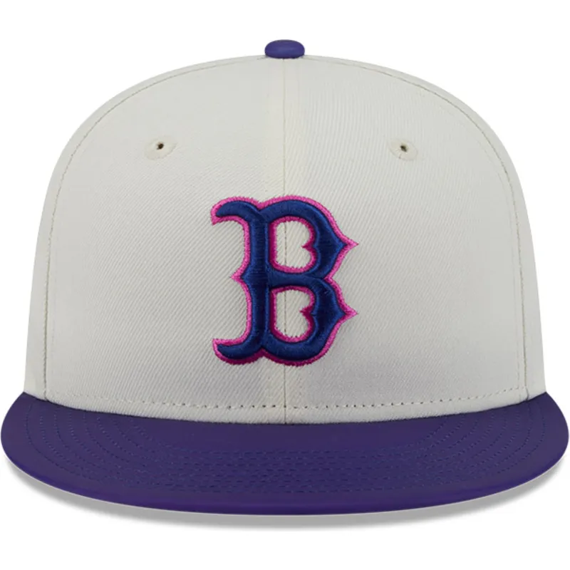 cappellino-piatto-beige-e-viola-regolabile-59fifty-clr-dvlp-dei-boston-red-sox-mlb-di-new-era