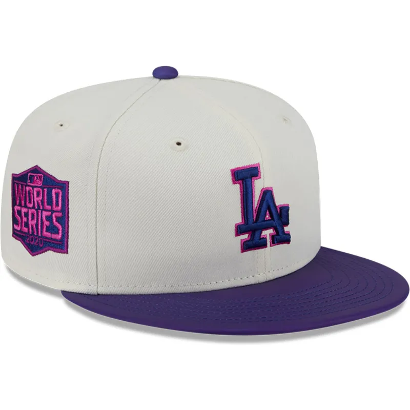 cappellino-piatto-beige-e-viola-aderente-59fifty-clr-dvlp-dei-los-angeles-dodgers-mlb-di-new-era