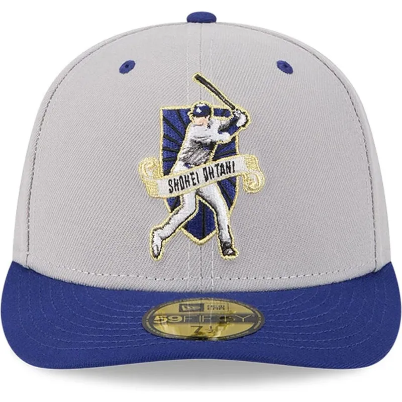 cappellino-curvo-grigio-e-blu-aderente-59fifty-player-shohei-ohtani-dei-los-angeles-dodgers-mlb-di-new-era