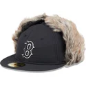 casquette-plate-noire-ajustee-59fifty-winter-dog-ear-boston-red-sox-mlb-new-era