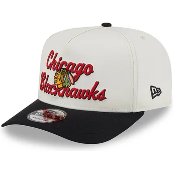 Chicago Blackhawks NHL New Era beige och svart böjd snapback 9FIFTY A Frame Chainstitch keps