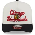 bezowo-czarna-czapka-z-zakrzywionym-daszkiem-snapback-9fifty-a-frame-chainstitch-chicago-blackhawks-nhl-od-new-era