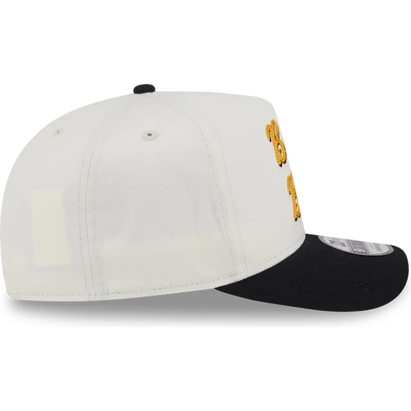 cappellino-visiera-curva-beige-e-nero-snapback-9fifty-a-frame-chainstitch-di-boston-bruins-nhl-di-new-era