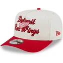 cappellino-curvo-beige-e-rosso-snapback-9fifty-a-frame-chainstitch-dei-detroit-red-wings-nhl-di-new-era