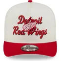 cappellino-curvo-beige-e-rosso-snapback-9fifty-a-frame-chainstitch-dei-detroit-red-wings-nhl-di-new-era