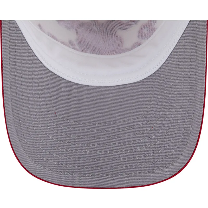 cappellino-curvo-beige-e-rosso-snapback-9fifty-a-frame-chainstitch-dei-detroit-red-wings-nhl-di-new-era