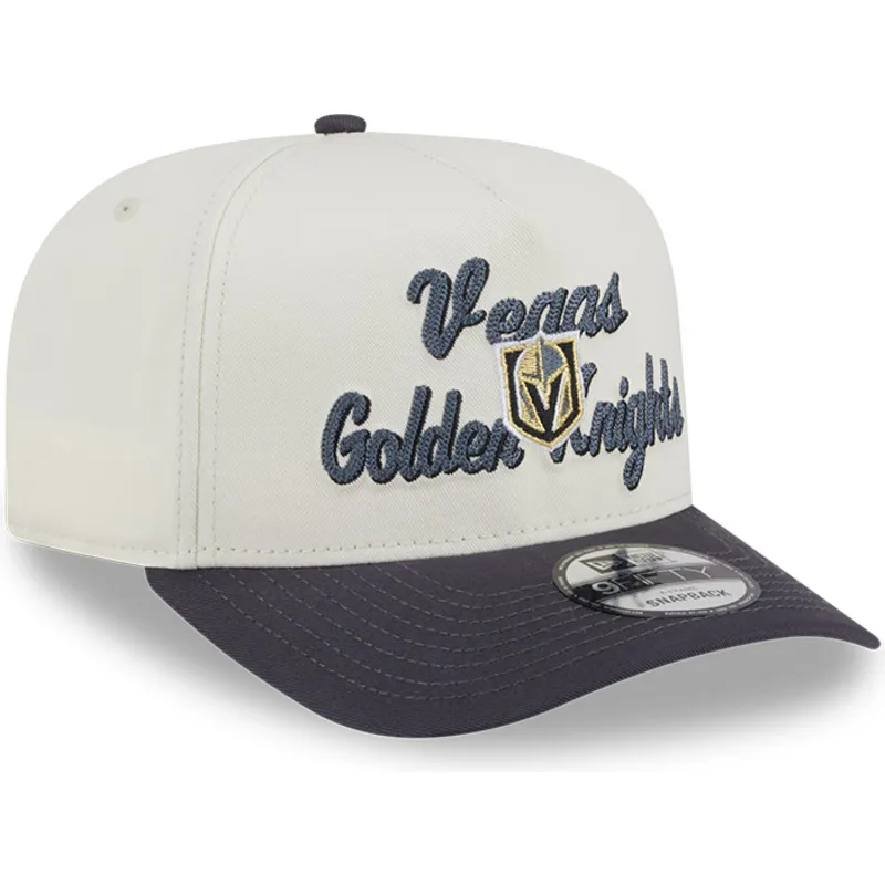 cappellino-snapback-beige-e-grigio-9fifty-a-frame-chainstitch-dei-vegas-golden-knights-nhl-di-new-era