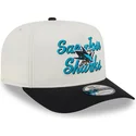bezowo-czarna-czapka-z-zakrzywionym-daszkiem-snapback-9fifty-a-frame-chainstitch-san-jose-sharks-nhl-od-new-era