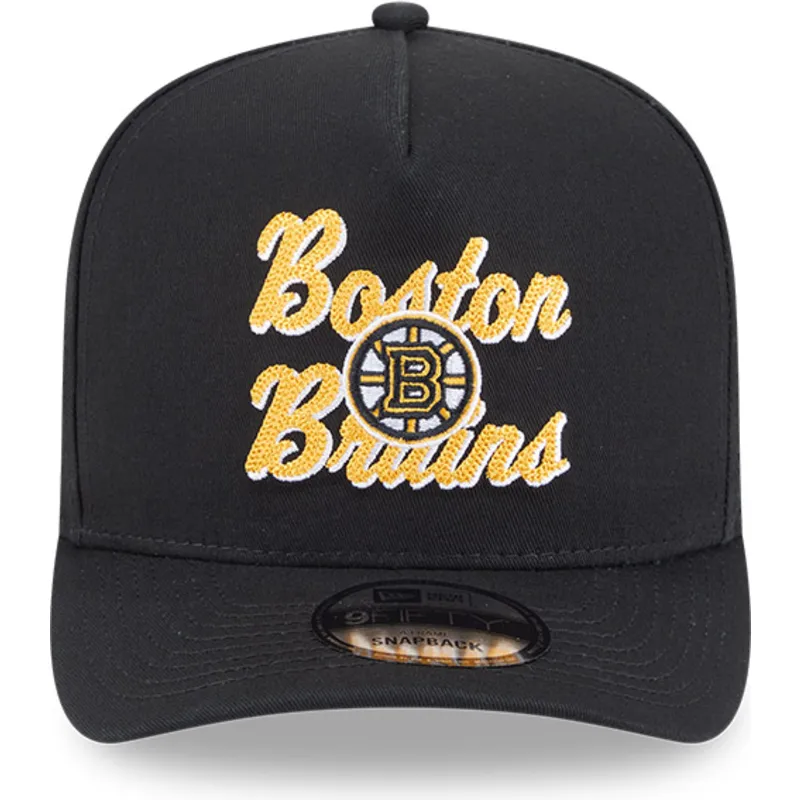 cappellino-nero-con-visiera-curva-snapback-9fifty-a-frame-chainstitch-dei-boston-bruins-nhl-di-new-era