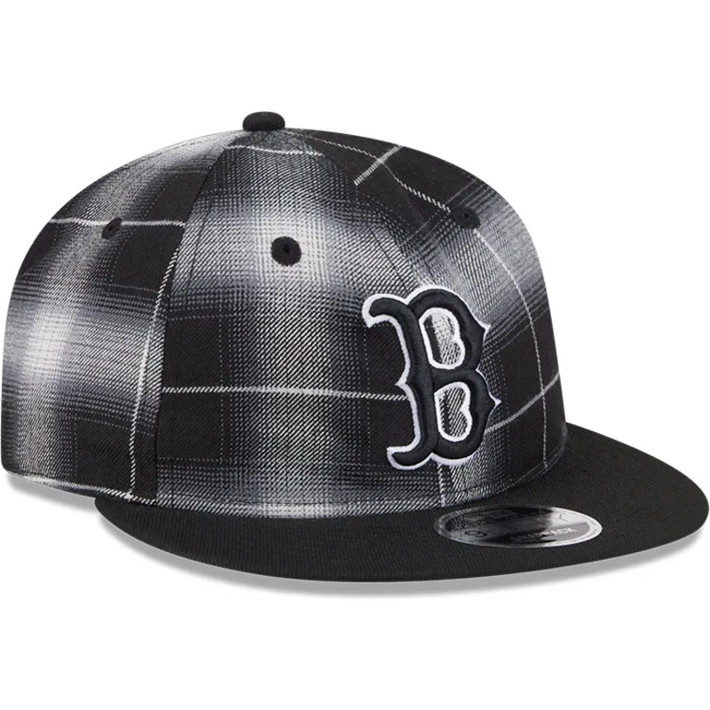 cappello-piatto-nero-snapback-9fifty-retro-crown-plaid-dei-boston-red-sox-mlb-di-new-era