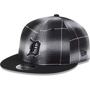 Cappellino nero snapback piatto 9FIFTY Retro Crown Plaid dei Detroit Tigers MLB di New Era