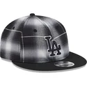 cappello-piatto-nero-snapback-9fifty-retro-crown-plaid-dei-los-angeles-dodgers-mlb-di-new-era