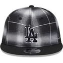 cappello-piatto-nero-snapback-9fifty-retro-crown-plaid-dei-los-angeles-dodgers-mlb-di-new-era