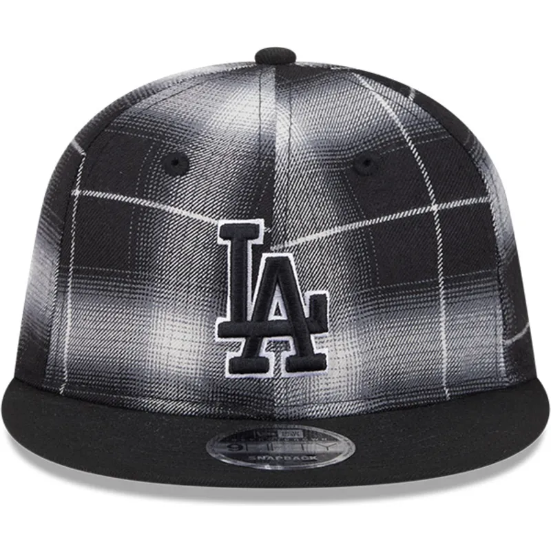 cappello-piatto-nero-snapback-9fifty-retro-crown-plaid-dei-los-angeles-dodgers-mlb-di-new-era