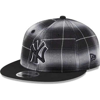 Cappello piatto nero snapback 9FIFTY Retro Crown Plaid dei New York Yankees MLB di New Era
