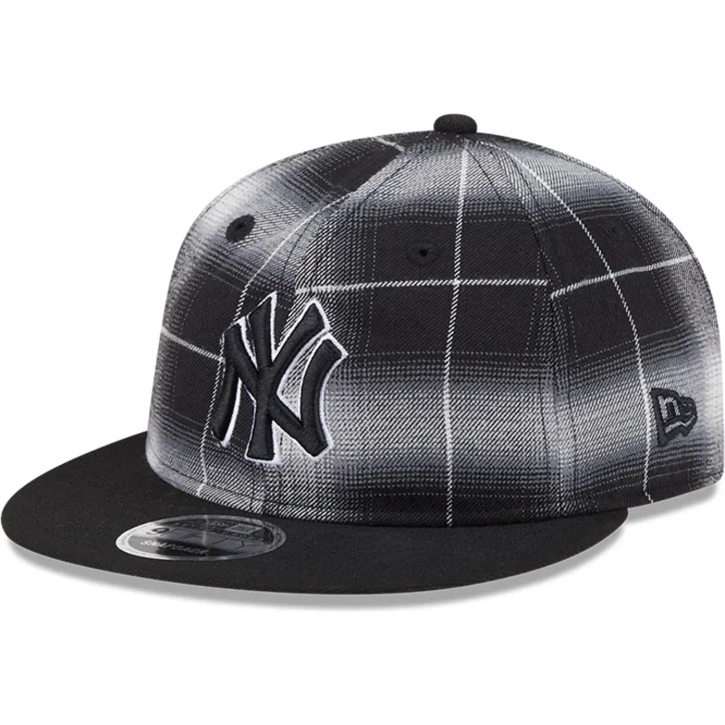 cappellino-piatto-nero-snapback-9fifty-retro-crown-plaid-dei-new-york-yankees-mlb-di-new-era