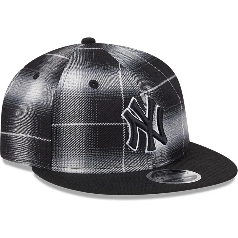 cappellino-piatto-nero-snapback-9fifty-retro-crown-plaid-dei-new-york-yankees-mlb-di-new-era