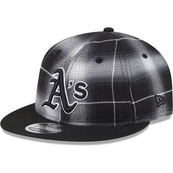 Cappellino nero snapback 9FIFTY Retro Crown Plaid degli Oakland Athletics MLB di New Era
