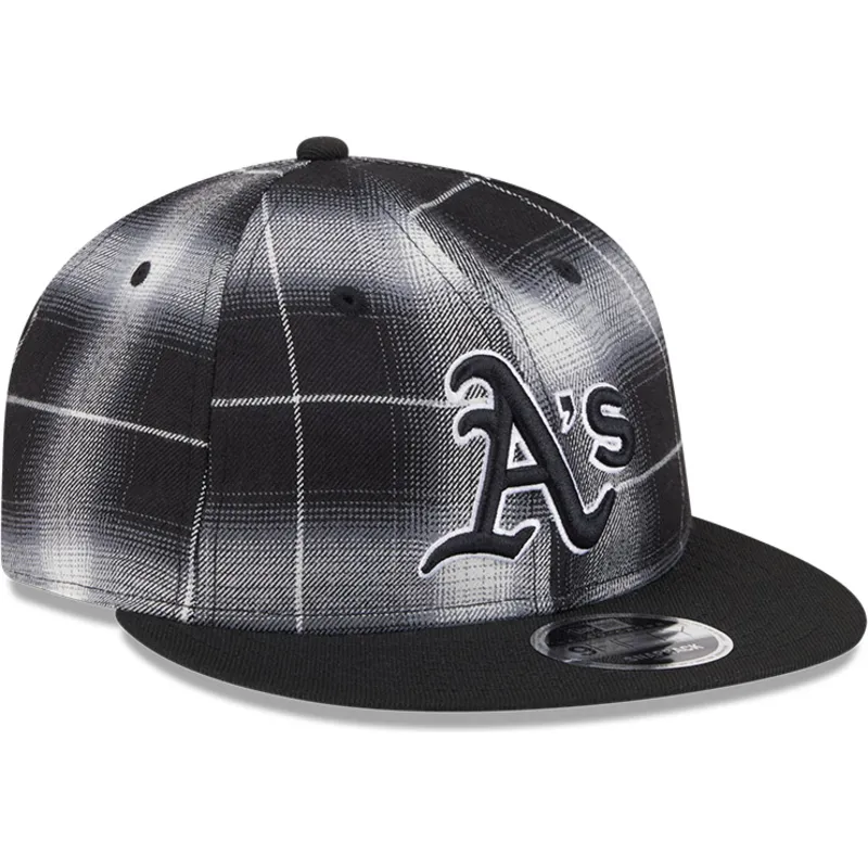 cappellino-nero-snapback-9fifty-retro-crown-plaid-degli-oakland-athletics-mlb-di-new-era