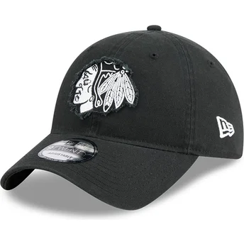 Cappellino curvo nero regolabile 9TWENTY Stamp dei Chicago Blackhawks NHL di New Era