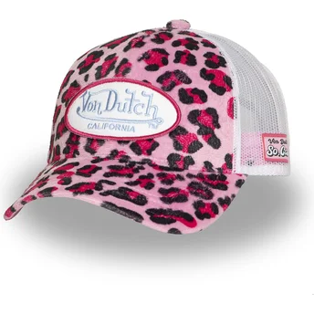 Czapka trucker różowy leopard PSA P od Von Dutch