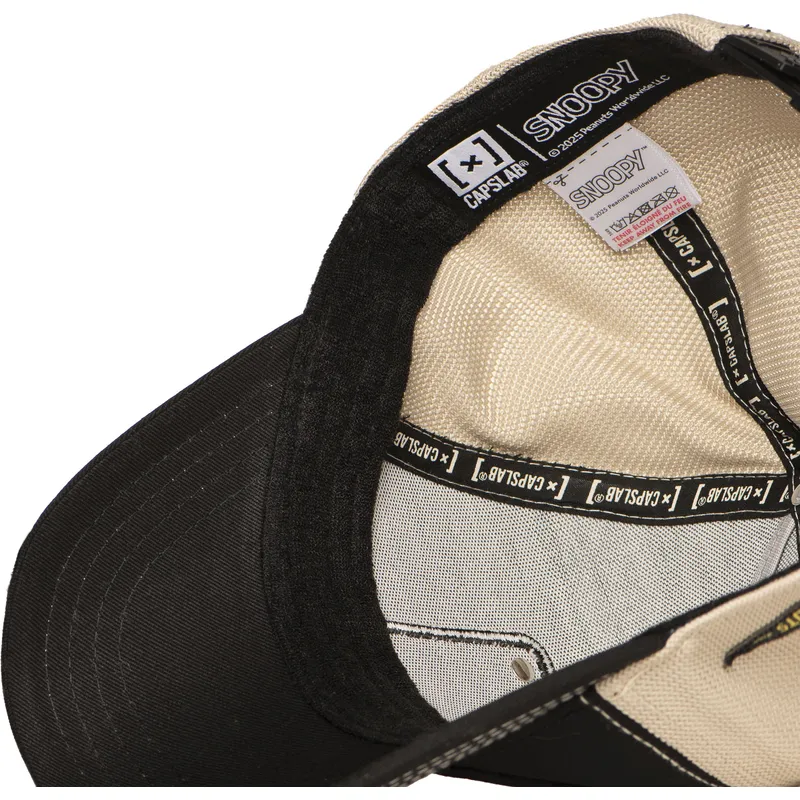 cappellino-trucker-nero-e-beige-snoopy-e-woodstock-pea6-naw6-peanuts-di-capslab