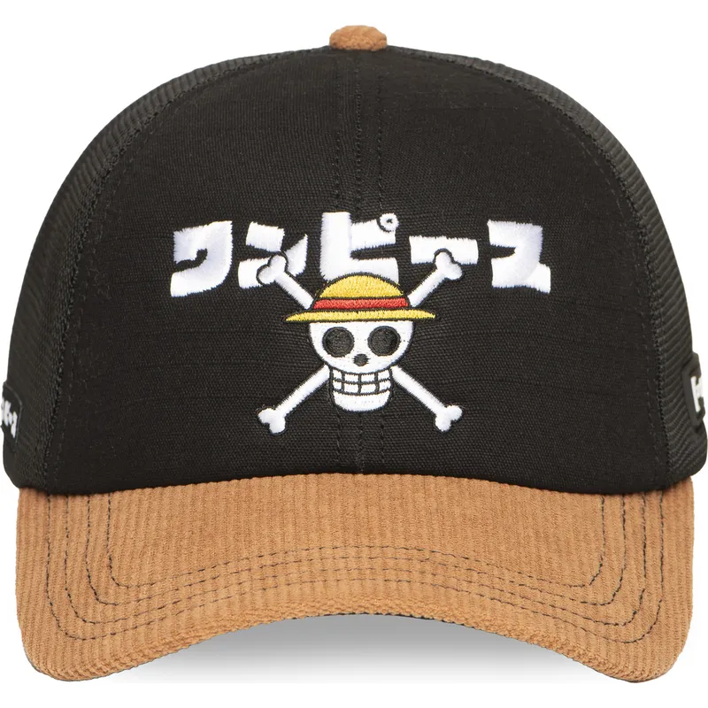 cappello-trucker-nero-e-marrone-straw-hat-pirates-op6-one-one-piece-di-capslab