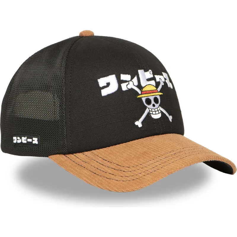 cappello-trucker-nero-e-marrone-straw-hat-pirates-op6-one-one-piece-di-capslab