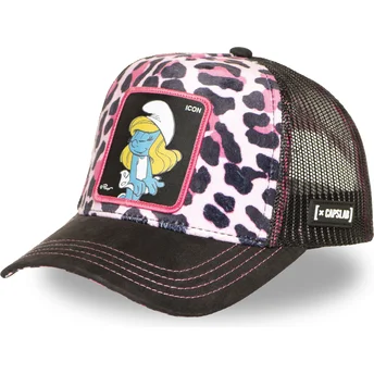 Casquette trucker léopard rose La Schtroumpfette SMU LEOP Les Schtroumpfs Capslab