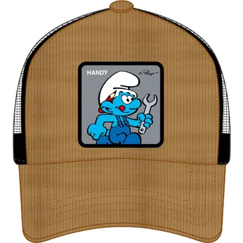 Casquette trucker marron et noire Schtroumpf Bricoleur SMU HANDY Les Schtroumpfs Capslab
