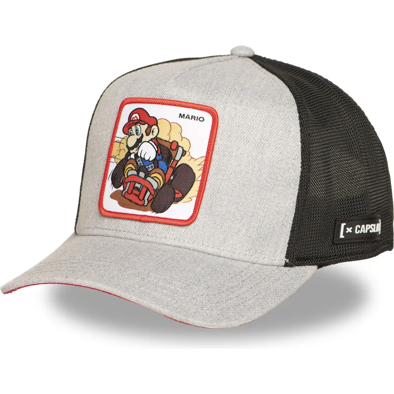 cappellino-trucker-grigio-e-nero-mario-kart-smk3-vro-super-mario-bros-di-capslab
