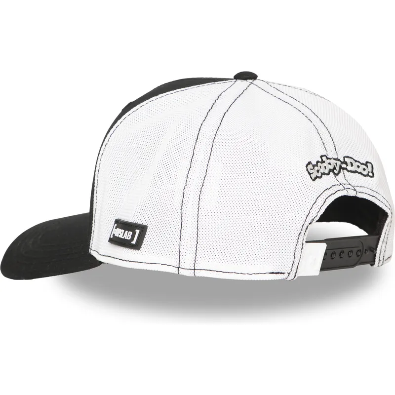 schwarze-und-weisse-trucker-kappe-the-mystery-machine-sd3-van-scooby-doo-von-capslab