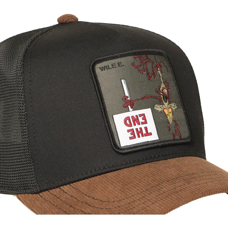cappellino-trucker-nero-e-marrone-coyote-loo12-wi2-looney-tunes-di-capslab