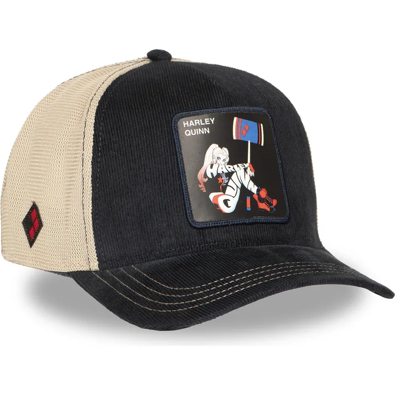 svart-och-beige-trucker-keps-harley-quinn-dc10-har-dc-comics-fran-capslab