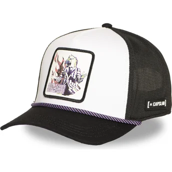 Capslab Beetlejuice BTJ BEE Beetlejuice Black and White Trucker Hat