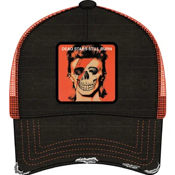 Casquette trucker noire et orange David Bowie Dead Stars Still Burn FAM DEA Famous Capslab