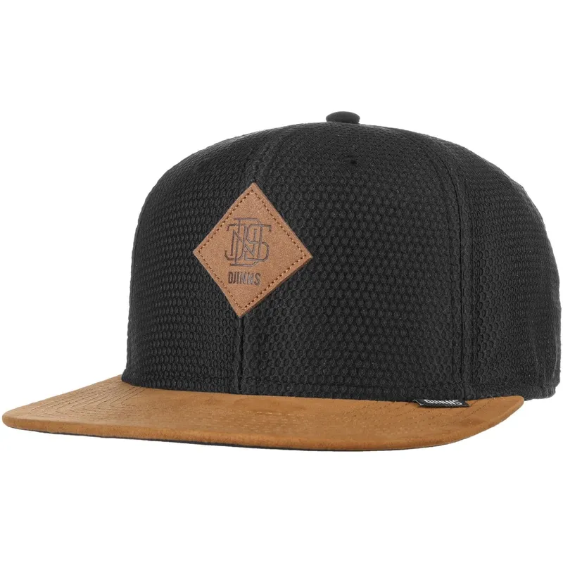cappello-piatto-nero-e-marrone-snapback-honey-knit-di-djinns