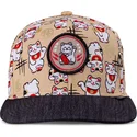 djinns-flat-brim-youth-lucky-cat-linen-beige-and-black-snapback-cap
