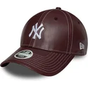 new-york-yankees-mlb-new-era-9forty-topstitch-pu-justerbar-kurvad-vinrod-keps
