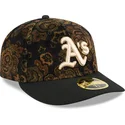 epci-curbata-negru-fitted-59fifty-low-profile-floral-cord-three-looms-printed-corduroy-de-oakland-athletics-mlb-de-new-era