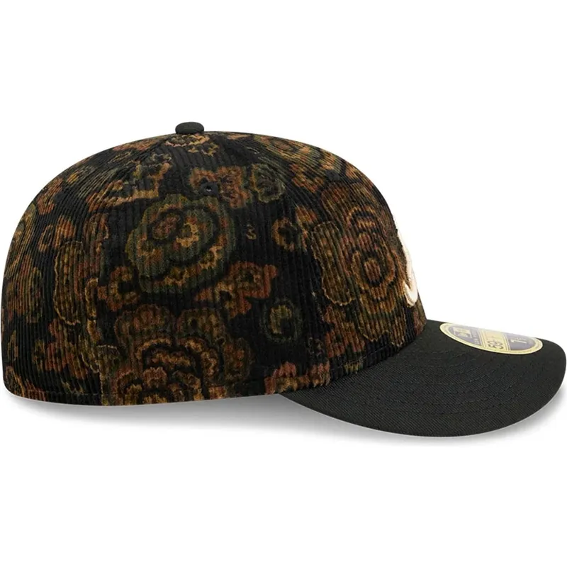 epci-curbata-negru-fitted-59fifty-low-profile-floral-cord-three-looms-printed-corduroy-de-atlanta-braves-mlb-de-new-era