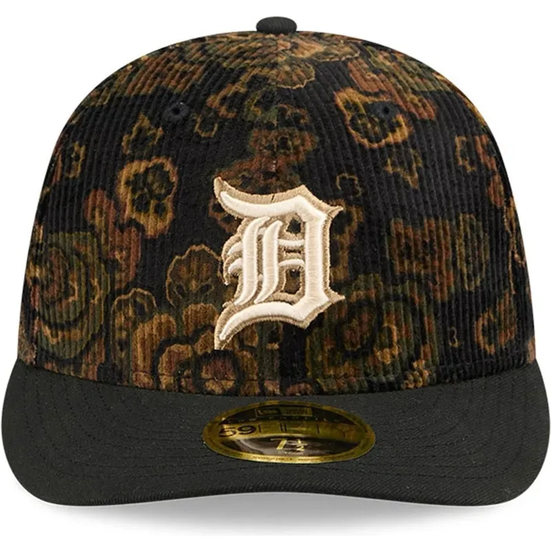 59fifty-low-profile-floral-cord-three-looms-printed-corduroy-detroit-tigers-mlb-kappe-mit-gebogenem-schirm-in-schwarz-von-new-er