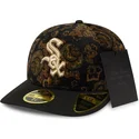 cappellino-curvo-nero-chiuso-59fifty-low-profile-floral-cord-three-looms-printed-corduroy-dei-chicago-white-sox-mlb-di-new-e